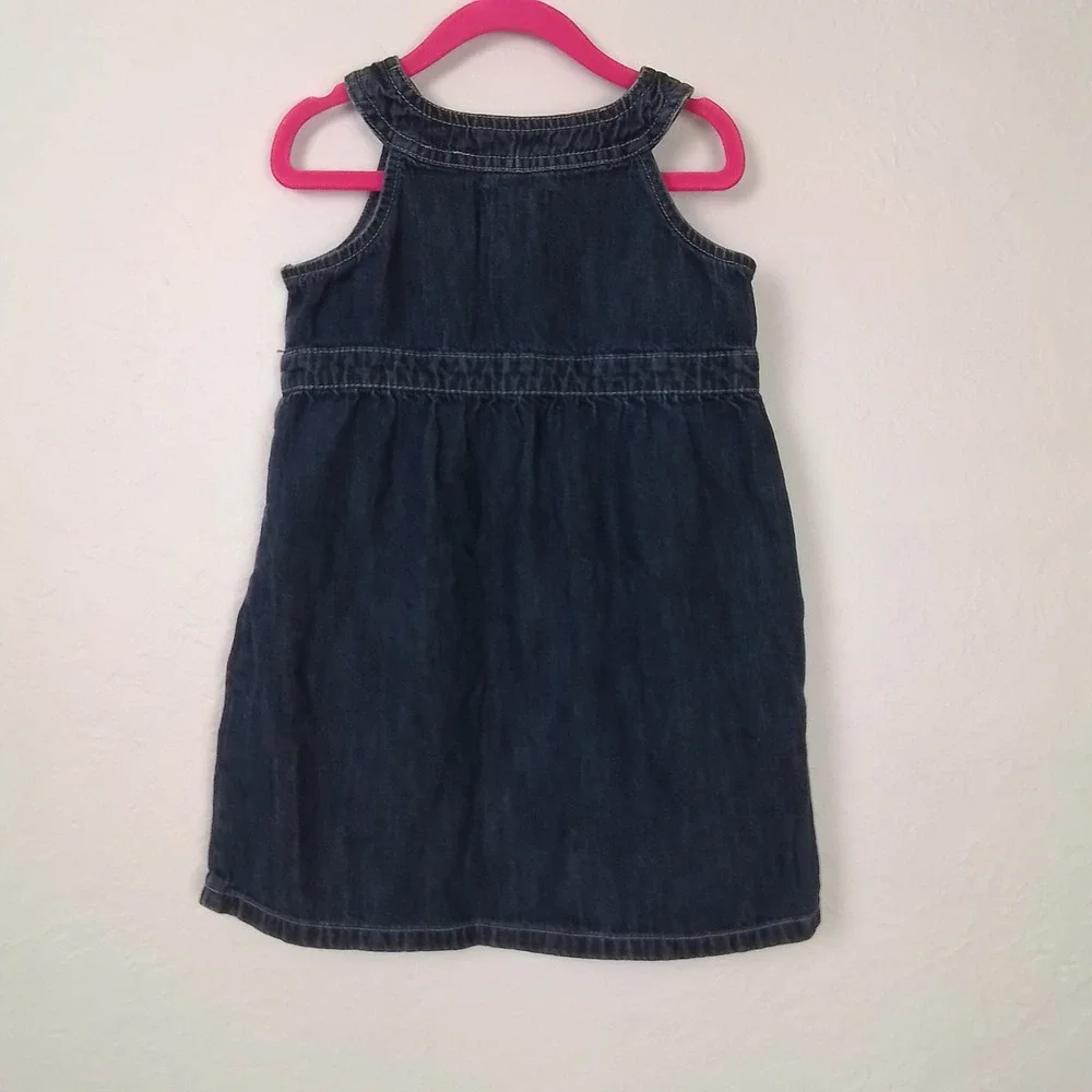 Old Navy Girls 4T Denim Dress Sleeveless Snap Front Blue‎ Cotton Pinafore Style
